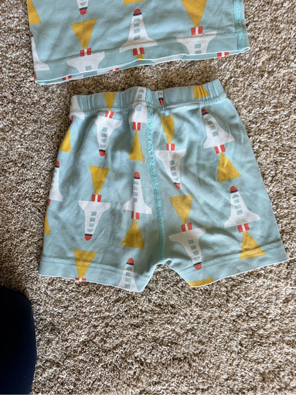Hanna Andersson Space Rocket Short John Pajamas Blue Sz 5